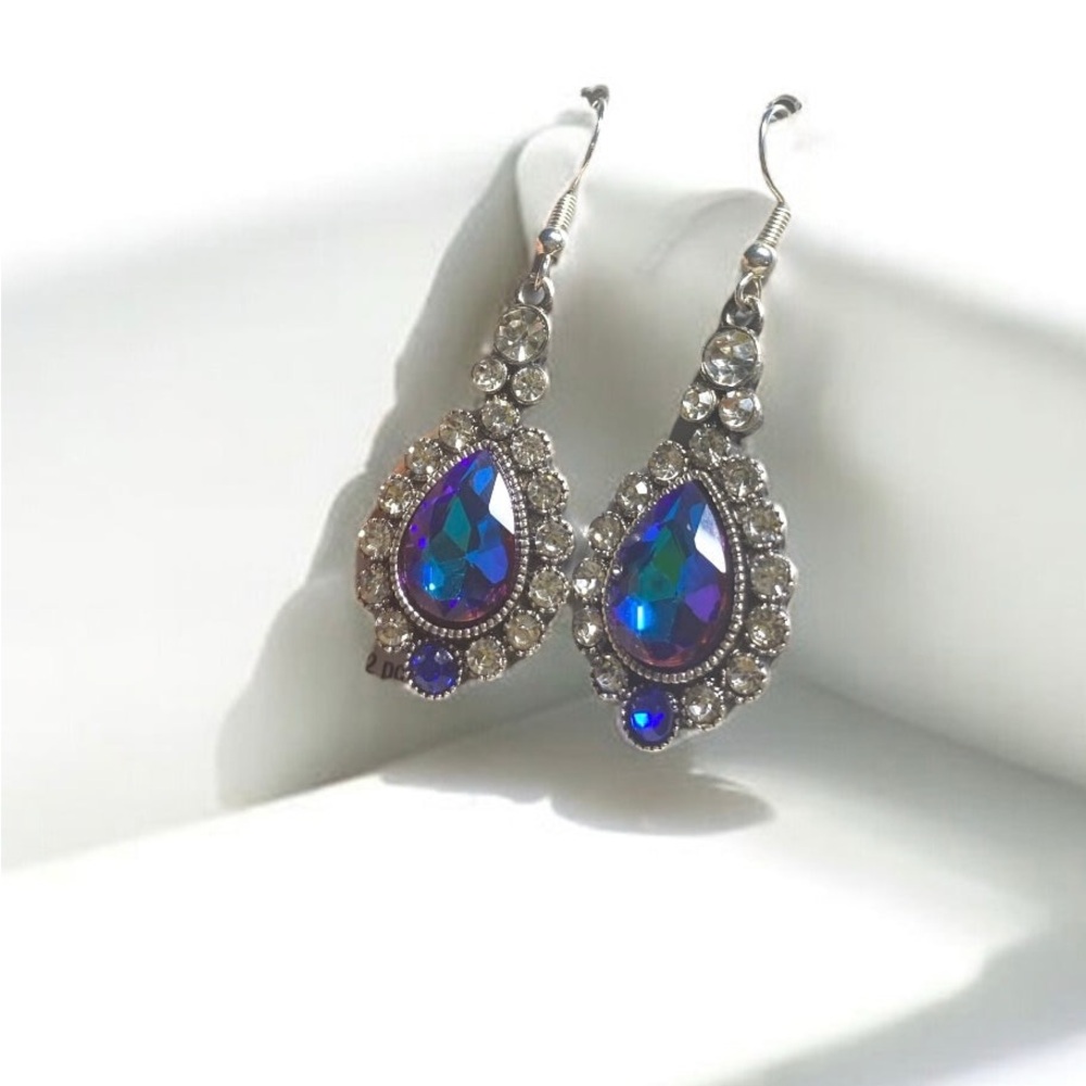 Camden Layne Blue and Silver Teardrop Earrings - Picture 3 of 3
